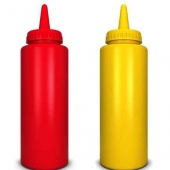 Ketchup and mustard bottles