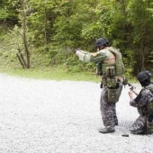 special police unit pistol shooting, outdoor shooting range